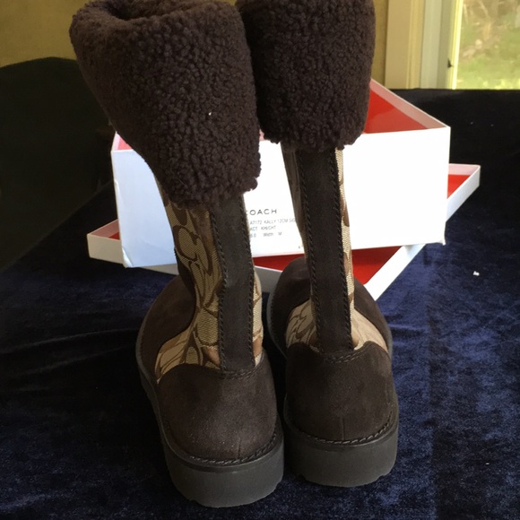 NEW COACH Kally boot logo CC sz 6 khaki/chocolate/ - Picture 4 of 15